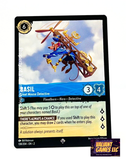Disney Lorcana TCG Basil Great Mouse Detective 138/204 Super Rare Non-Foil - Image 1