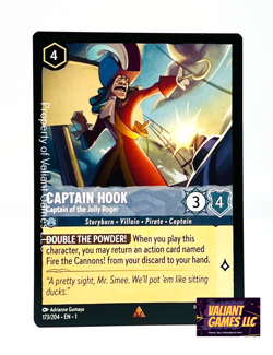 Disney Lorcana TCG Captain Hook Captain of the Jolly Roger 173/204 Rare Non Foil - Image 1