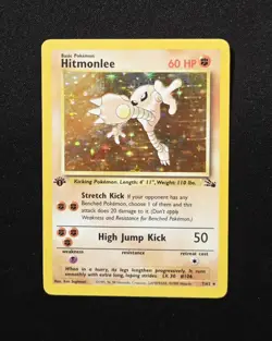 Hitmonlee 7/62 Holo 1st Edition Rare WoTC Fossil Pokemon 1999 TCG - Image 1