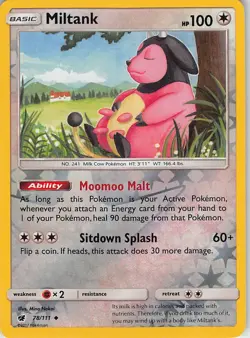 Miltank 78/111 Uncommon Crimson Invasion Pokemon Reverse Holo Near Mint - Image 1