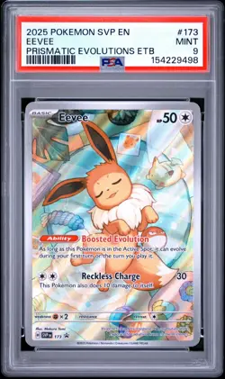 2025 Pokemon Black Star Promo Eevee Prismatic Evolutions ETB #173 PSA 9 Mint - Image 1