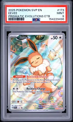 2025 Pokemon Black Star Promo Eevee Prismatic Evolutions ETB #173 PSA 9 Mint - Image 3