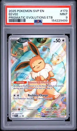 2025 Pokemon Black Star Promo Eevee Prismatic Evolutions ETB #173 PSA 9 Mint - Image 5