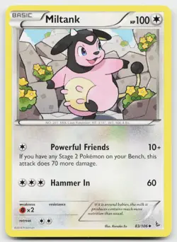 Miltank 83/106 Uncommon Flashfire Pokemon Near Mint - Image 1