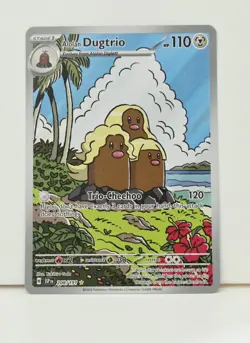 Alolan Dugtrio IR 208/191 SV08: Surging Sparks Pokemon Illustration Rare Holo NM - Image 1