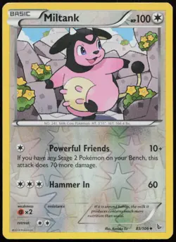 Miltank 83/106 MP Flashfire Uncommon Reverse Holo Pokemon - Image 1