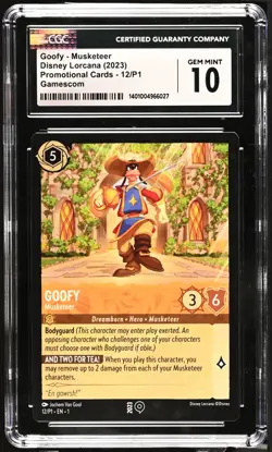 2023 Disney Lorcana EN P1 Goofy Musketeer Gamescom Promo #12 CGC Gem Mint MT - Image 1