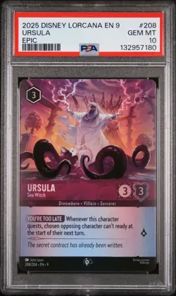 2025 DISNEY LORCANA EN 9-FABLED EPIC #208 URSULA - SEA WITCH PSA 10 - Image 1