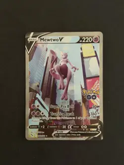 Pokemon TCG Mewtwo v Alt Art Full Art Holo Ultra Rare Card 072/078 Pokemon Go NM - Image 1