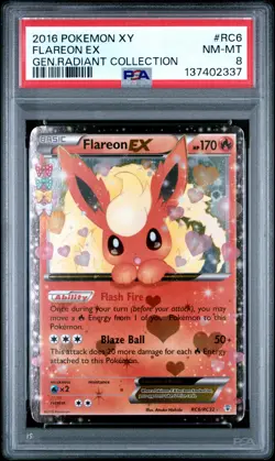 2016 POKEMON XY GENERATIONS RADIANT COLLECTION RC6 FLAREON EX PSA 8 - Image 1