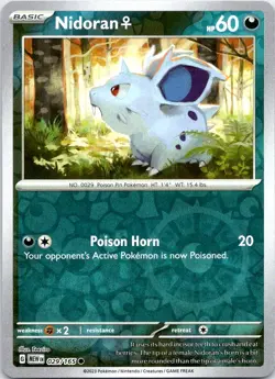 NIDORAN F 029/165 COMMON 151 POKEMON REVERSE HOLO LP - Image 1