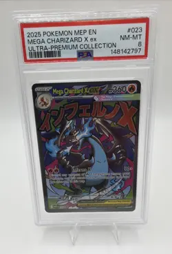 Mega Charizard X ex MEP023 Ultra Premium PSA Graded 8 English Pokemon TCG - Image 1