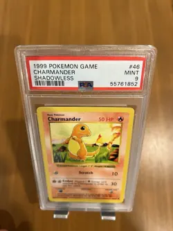 1999 Pokemon Charmander 46/ Base Set Shadowless PSA 9 Mint! Vintage Pokemon !! - Image 3