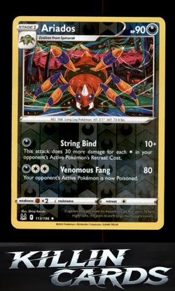 Reverse Holofoil Ariados 113/196 Pokemon Rare SWSH11: Lost Origin Card NM - Image 1