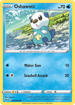 Oshawott 033/185 Common Vivid Voltage Pokemon Reverse Holo Near Mint - Image 1