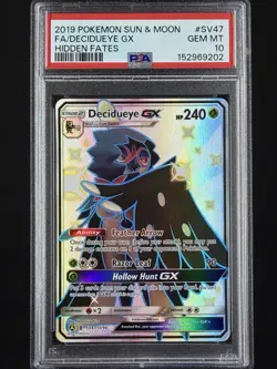 2019 POKEMON SUN & MOON HIDDEN FATES #SV47 FULL ART/DECIDUEYE GX PSA 10 - Image 1