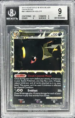 Pokemon 2010 Umbreon Prime Undaunted Holo Ultra Rare #86 BGS 9 - Image 1