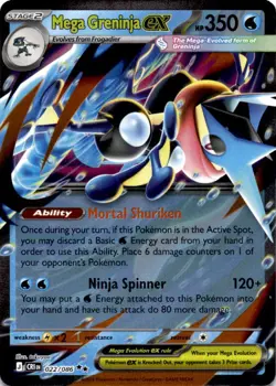 Mega Greninja ex 022/086 Double Rare ME04: Chaos Rising Pokemon Near Mint - Image 1