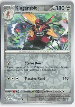 Kingambit 150/197 Uncommon Obsidian Flames Pokemon Reverse Holo Near Mint - Image 1