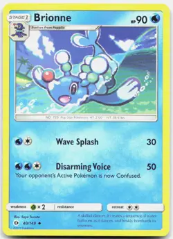 Brionne 40/149 Uncommon SM Base Set Pokemon LP - Image 1