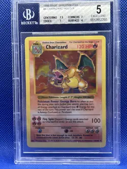 BGS 5 Charizard 4/102 Base Set (Shadowless) Holo Pokemon Great Condition - Image 1