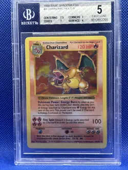 BGS 5 Charizard 4/102 Base Set (Shadowless) Holo Pokemon Great Condition - Image 5