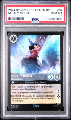 D23 Expo 2024 Disney Lorcana Playful Sorcerer Mickey Mouse Promo PSA 10 rare - Image 1