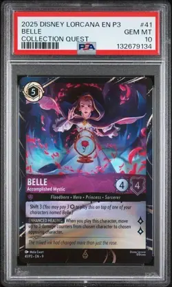DISNEY LORCANA EN P3-PROMO #41 BELLE COLLECTION QUEST PSA 10 - Image 1