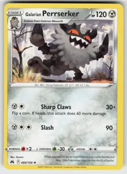 Galarian Perrserker Rare Crown Zenith 085/159 Pokemon - Image 1