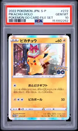 2022 POKEMON JAPANESE S PROMO POKEMON GO CARD FILE SET #272 PIKACHU-HOLO PSA 10 - Image 1