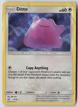 Ditto 17/18 Ultra Rare Detective Pikachu Pokemon DMG - Image 1
