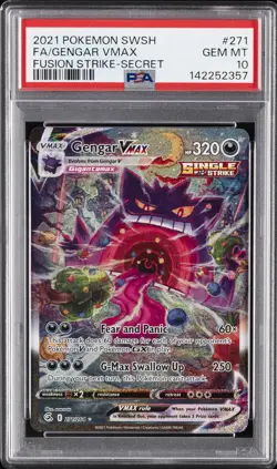 2021 POKEMON SWORD & SHIELD FUSION STRIKE SECRET FULL ART/GENGAR VMAX PSA 10 - Image 1