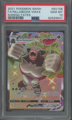 Pokemon TCG Rillaboom Vmax SV106/SV122 Shining Fates PSA 10 - Image 1
