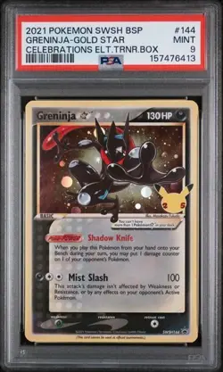 2021 POKEMON SWSH BLACK STAR PROMO #144 GRENINJA-GOLD STAR PSA 9 - Image 1