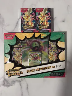 Pokemon Ascended Heroes Mega Meganium ex Box + 2 Booster Bundles Sealed Lot - Image 1
