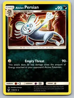 Alolan Persian 119/214 Rare Lost Thunder Pokemon Near Mint - Image 1
