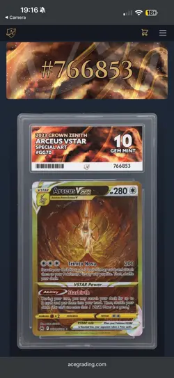 Arceus VSTAR GG70/GG70 Crown Zenith Pokemon TCG - ACE 10 Perfect Subgrades - Image 4
