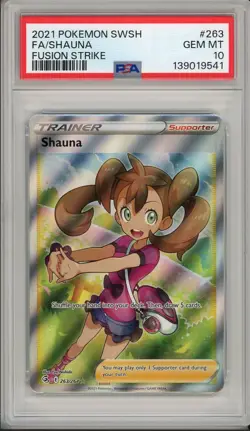 2021 Pokemon SWSH Fusion Strike Shauna Full Art #263 PSA 10 - Image 1