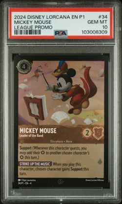 2024 Disney Lorcana | Mickey Mouse Leader of the Band | League Promo | PSA 10 - Image 1