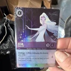 Disney Lorcana Elsa - Gloves Off Disney100 Promo Foil #19/P1 EN Autographed - Image 3