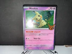 2024 Pokemon Mimikyu 037 Trick or Trade Paldean Fates Cosmos Holo SWIRL Card NM+ - Image 1