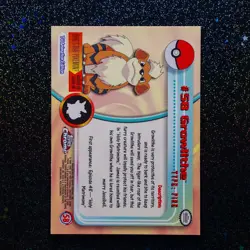 Pokemon 2000 Topps Chrome Pokemon Series 1 #58 Growlithe Pokemon T.V. - Image 2