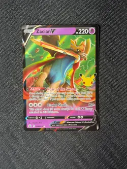 Zacian V 016/025 Holo V Rare Celebrations Pokemon Moderately Played - Image 2