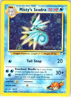 Misty's Seadra (Prerelease) 009/132 Holo Promo WoTC Promo Pokemon Holo MP - Image 1