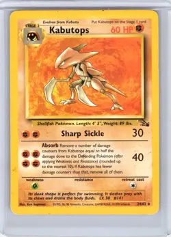 Kabutops 24/62 Rare Fossil Pokemon Unlimited Heavily Played - Image 1