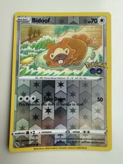 Bidoof (Peelable Ditto) Common Reverse Holo Pokemon GO 059/078 NM - Image 1