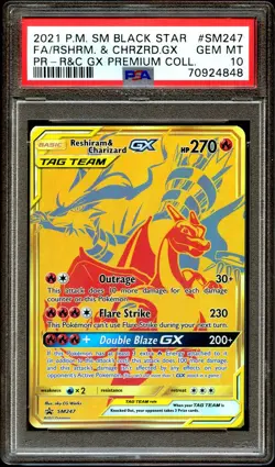 PSA 10 GEM MINT Reshiram & Charizard GX SM247 SM PROMO GOLD Pokemon Card 848 - Image 2