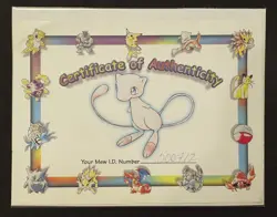 Rare 1999 Pokemon Red/Blue Mew Certificate of Authenticity I.D. #000712! - Image 4