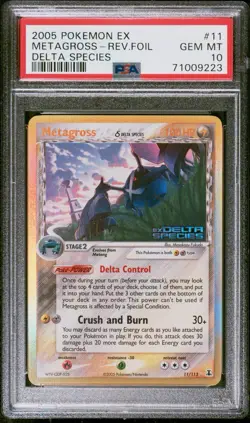 Pokemon Metagross EX Delta Species Reverse Holo Rare #11 DAMAGED SLAB PSA 10 - Image 1