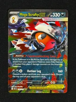 Pokemon Mega Scrafty ex 135/217 Me: Ascended Heroes Holo (NM Pack Fresh) - Image 1
